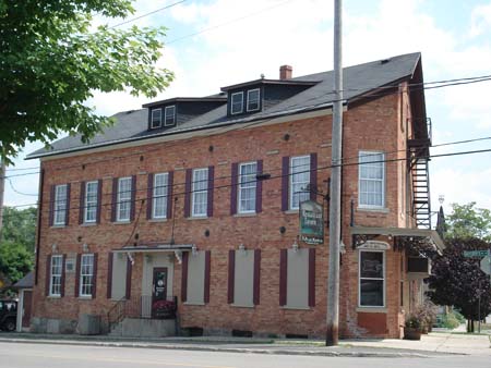 large red brick hotel