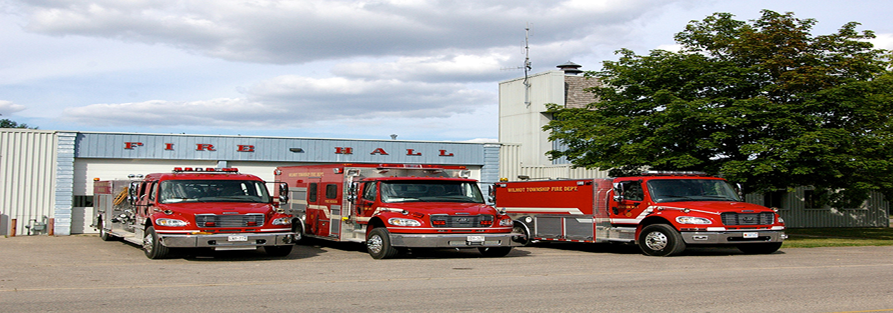 three Wilmot fire trucks in front of Fire Hall Station