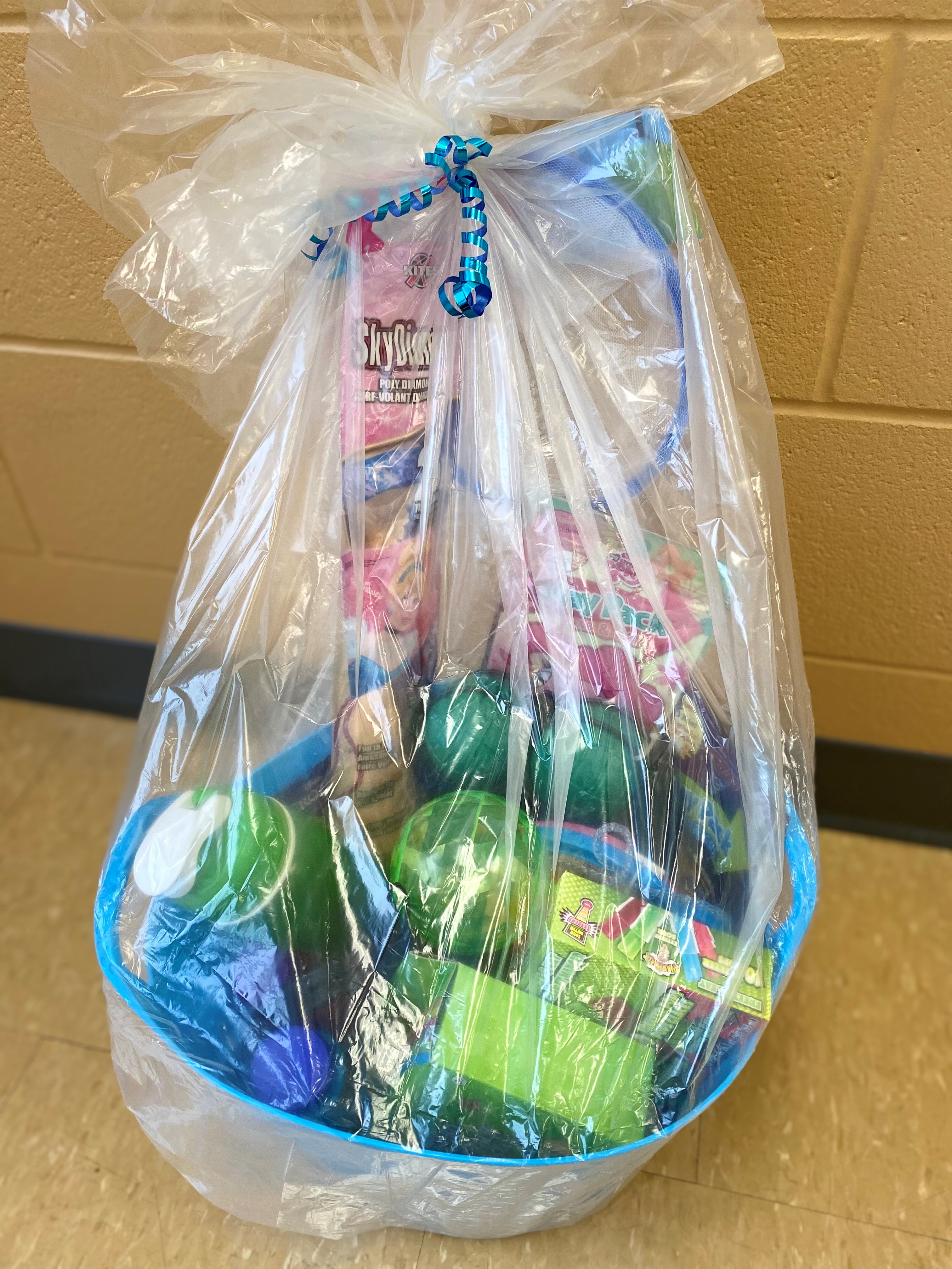 Basket filled with family prizes