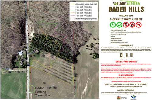 Baden Hills satellite view of the trail map