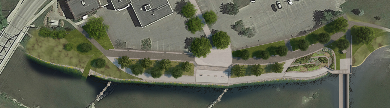 Nith River Promenade concept aerial view
