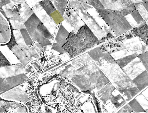 1966 airphoto of New Hamburg with arboretum highlighted